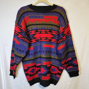 Paris Sport Club Vintage Aztec Knit Sweater Men’s Medium Made in Korea